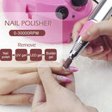 Wodesid Nail Drill Machine Kit Electric Nail File Set Gel Nail Polisher Glazing Nail Drill for Acrylic Nails, Gel Nail Art Polisher Glazing Manicure Grinder Tool (30000RPM Nail Drill)