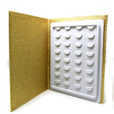 16 Pair False Eyelash Storage Book, Makeup Display Container Holder, False Eyelash Storage Case,Glitter Paper Eyelash Box (gold)