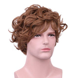 Yilys Short Curly Brown Halloween Cosplay Wig For Men