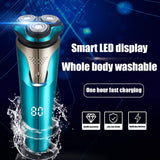 KEMEI Electric Shaver Razor for Men,LCD Display Wet & Dry Mens Razors for Shaving Electric Cordless With Pop-up Trimmer,Rotary Razors Electric Shavers for Men Waterproof Rechargeable -Blue