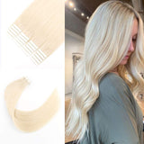 Sixstarhair 50g Tape in Hair Extensions Ash Blonde Color 60 Light Blonde Hair Extensions Luxury Human Hair Extensions For Salon Beautiful Color [Color 60 Ash Blonde 16inch]