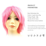 Modernfairy Anime Wig Pink for Cosplay Party, Synthetic Layered Short Hair Wigs with Bangs, Pastel Wigs for Women Girls Men Kids