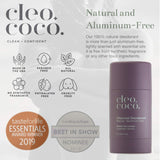 Cleo+Coco Natural Deodorant for Women, Aluminum Free made with Organic Coconut Oil, Activated Charcoal for 24-Hour Odor Protection and All-Day Performance, Made in the USA - MultiPack (2-Pack)