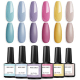 Modelones Pastel Gel Nail Polish Set - Yellow Pink Blue Purple Cotton Candy Rainbow Gel Nail Polish Soak Off Nail Lamp Gel for Nail Art Gel Vanish Manicure Starter Kit 6 Colors 0.33 OZ