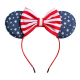 Cat Ear Headband for Women Girls July Fourth Hair Band Headwear Accessory ZHB01 (Red Bow)