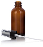 2 oz Amber Glass Boston Round Fine Mist Spray Bottle (6 pack) + Funnel