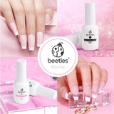 Beetles Clear Dip Powder Kit Base-Top Coat, Activator, and Brush Savor Dipping Powders Essentials Kit (Steps 1-4), 0.5oz/Bot Dipping-Powder Acrylic Nail Manicure Pedicure