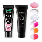 Mobray Poly Nail Gel Kit, Enhancement Builder Temperature Color Changing Extension Gel Set 6 15ml with Nail Art Tool Easy DIY at Home All-in-One Starter Professional Kit (Kit 2)