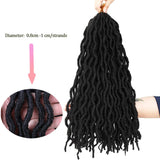 Wavy Gypsy Locs Ombre Crochet Hair 18" 6 Packs/Lot Godness Faux Locs 100% Kanekalon Fiber African Roots Dreadlocs Curly Synthetic Braiding Hair Hair Extensions (1B#, 18 inch)