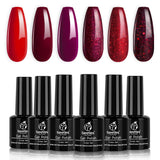 Beetles Gel Nail Polish Set, Poinsettia Kit Dark Red Burgundy Red Glitter Gel Polish Soak Off UV Nail Lamp LED Cured, 7.3ml Each Bottle for Nail Art Design for Christmas New Year Holiday Gifts