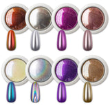 Artdone chrome nail powder metallic mirror effect holographic Aurora chameleon pigment 0.5g/Jar for nail art gel polish mermaid unicorn dipping powder