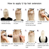 SEGO U Tip Hair Extensions Human Hair Pre Bonded Keratin Fushion Nail Tip Human Hair Extensions 100% Real Remy Hair Silky Straight 100 Strands/Pack 50g 16 Inch #1B Natural Black