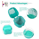 4Pcs Denture Bath Box Case & Cleaner Brush Set (3+1), AUHOKY Premium False Teeth Storage Box with Net Strainer, Mouth Guard Soaking Cup Container Holder for Travel Retainer Cleaning (Mixed Colors)