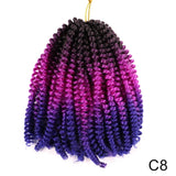 Yisimei Spring Twist Hair Ombre Color 3PCS/Lot Spring Twist Crochet Hair 18 Colors Avaliable Hight Temperature Fiber Hair Extensions (8“ 3PCS/Lot, C5)