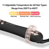 Prizm 1 Inch Wavy Professional Rotating Curling Iron, Nano Titanium Auto Spin Curling Wand Hair Curler with 11 Adjustable Temps 250°F to 450°F, Anti-Scald & Dual Voltage, Golden