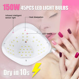 150W UV LED Nail Lamp,Yivon Nail-Light Dryer for Gel and Regular Polish with 4 Timers, Nail Art Tools for Manicure and Pedicure