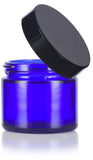 Cobalt Blue Glass Straight Sided Jar - 2 oz (12 Pack) + Spatulas and Labels