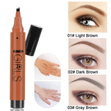Aaiffey Eyebrow Tattoo Pen, Microblading Eyebrow Pencil, Waterproof Tattoo Eyebrow with Four Tips Micro-Fork Tip Long Lasting,Creates Natural Looking Brows Effortlessly Stays on All Day