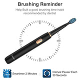 Fairywill Electric Toothbrush Sonic Rechargeable for Adults and Kids, Travel-Friendly Design Whitening in 4 Modes, 40,000VPM Power Toothbrush Fast Charging with Timer, 2 Brush Heads 551 Black Series
