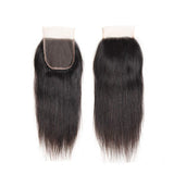 Feibin Lace Closure Human Hair 4x4 Brazilian Straight Hair Unprocessed 100% Human Hair Lace Closure Natural Color Free Part 12 Inch