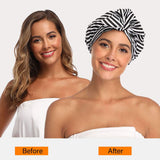 Shower Cap for Women, Large Shower Cap for Long Hair Cute Reusable Shower Caps Waterproof with Terry Lined