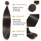 14 Inch Human Hair Weft Sew In Natural Black Brazilian Hair 3 Bundles Long Silky Straight Unprocessed Hair Weave Extensions for Women 14"x3#1B 300g/pack