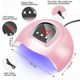 UV LED Nail Lamp 54W, Senignol Nail Dryer Gel Polish Light, UV Nail Light with 3 Timer Setting, Nail Polish Curing Gel LED Dryer, Including Nail Art Tools Set, Automatic Sensor, LCD Display (Pink)