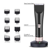 cjc Electric Hair Clipper for Men and Babies Quiet Professional Cordless with Clean & Charge Station Universal USB Charging for Home & Travel (Black)