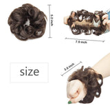 Messy Bun Hair Piece 100% Human Hair Scrunchies Curly Wavy Updo Bun Extensions Elastic Rubber Band Scrunchie Chignon Donut Ponytail Hairpiece for Women 4# Medium Brown 2PC/Curly