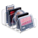 mDesign Plastic Divided Makeup Organizer for Bathroom Countertops, Vanities, Cabinets - Cosmetic Storage Solution for, Eyeshadow Palettes, Contour Kits, Blush, Face Powder - 5 Sections, 2 Pack - Clear