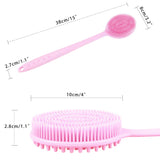 Back Scrubber, Ultra-soft Silicone Body Scrubber Two-Side Body Shower Brush Long Handle Body Brush for Deep Skin Cleansing (Pink)