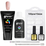 Yayoge Nail Builder Gel Kit 30ml Cover Pink Nail Extensions Gel with Base Coat Top Coat Slip Solution and Manicure Tools for Nail Extensions Nail Art DIY Salon and at Home (Cover Pink)