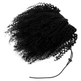 Easen Hair Brazilian Virgin Human Hair Ponytail Kinky Curly Ponytails Clip On #1B Ponytail Hairpieces Hair Tails Drawstring Ponytail Extensions For Women (16inch, #1B 3C 4A KK)