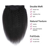 Seelaak 100% Human Hair Kinky Straight Clip in Hair Extensions Remy Human Hair Kinky Straight Clip Ins Human Hair Natural Black Color 8pcs 130g/set 20 Inches