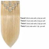 16 inch 90g Clip in Hair Extensions Human Hair 100% Double Drawn Human Hair Extensions 8 Pieces Thick To The End #613 Bleach Blonde
