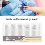 Nail Art Drill Kit, 30Pcs/Set Diamond Grinding Head Nail Art Drill Polish Head Kit Nail Drill Machine Accessories, Nail Polishing Machine Manicure Pedicure Bits(B)