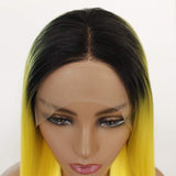 13x3.5 Inch Lace Front Wigs Heat Resistant Fiber Long Straight– Soft & Smooth, Elastic Straps, Comfortable & Adjustable… (1b/yellow)