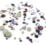 PURPLE Colors mixed with Swarovski 2058 Xilion / 2088 Xirius Rose flatbacks sizes ss5, ss7, ss9, ss12, ss16, ss20, ss30 No-Hotfix rhinestones nail art 144 pcs (1 gross) from Mychobos (Crystal-Wholesale)