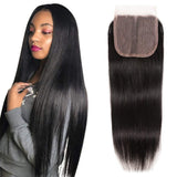 12A Brazilian Straight Middle Part Lace Closure 4X4 Machine Made Closure Unprocessed Human Hair Natural Black Brazilian Virgin Human Hair(16Inch Middle Part）