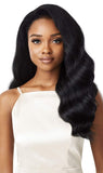 Outre QUICK WEAVE New Half Wig Cap Full Volume Long Body Wave Premium Synthetic High Heat Resistant 60 Seconds Self Style Instant Transformation - LYNDI (1B)