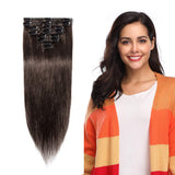 Clip in Remy Human Hair Extensions 10"-24" Grade 7A Quality Full Head 8pcs 18clips Long Soft Silky Straight for Beauty Fashion 120g 24" / 24 inch #2 Dark Brown