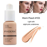 2 Colors PHOERA Liquid Foundation,Matte Full Coverage Foundation Makeup with Mushroom Head Applicator, Oil Control Flawless Concealer Cover Facial Blemish Foundation Makeup for Women (102# and 103#)