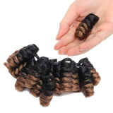 Ombre Toni Curly Crochet Hair Extensions Jumpy Wand Curl Twist Braiding Hair 20 Strands Spring Bounce Curly Stretched to 10 inch for African American Black Women 3 packs 90g Black to Dark Brown