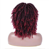 Short Ombre Dreadlock Afro Hair Wig Braided Crochet Twist Hair Short Curly Heat Resistant Synthetic braided wigs for black women (1B/burg)