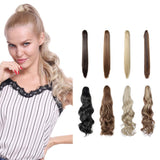 Claw Ponytail Hair Extension Clip in with Jaw/Claw Synthetic Straight Wave Black Brown (18-26")