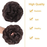 2PCS Messy Bun Hair Scrunchies for Women's Hair Messy Bun Hair Piece Synthetic Chignon Bun Extensions (Dark Brown)