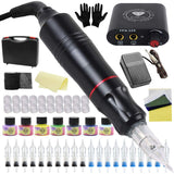 Romlon Tattoo Pen Kit - Complete Tattoo Machine Kit Rotary Tattoo Machine Pen Mini Power Supply 20Pcs Cartridge Needles Skin Practice Foot Pedal Tattoo Accessories for Beginers Tattoo Artists