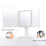 Makeup Mirror with Lights Vanity Mirror with 34 LED Lighted Mirror Touch Screen Dimming 360° Degree Rotation Cosmetic Mirror Dual Power Supply 3 Makeup Sponges 1 Makeup Sponge Holder