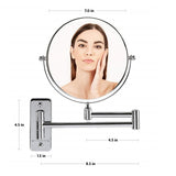 Ovente Wall Mounted Makeup Vanity Mirror 7 Inch 1X 7X Magnifier 360 Degree Extended Arm Double Sided Spinning Bathroom Decor Shaving Beauty Barber Personal Circle Large Polished Chrome MNLFW70CH1X7X