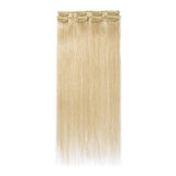 SEGO Clip In Hair Extensions Clip In Human Hair Extensions 100% Remy Hair Silky Straight 3/4 Head Double Drawn With Thick End 4 Pcs 8 Clips 40g 18 Inch #613 Bleach Blonde